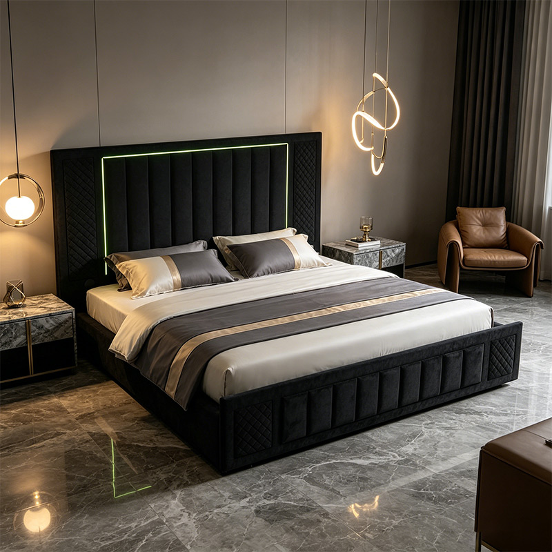 Smart Luxury Bed, LED Lighting & Hydraulic Storage _ R1860-2