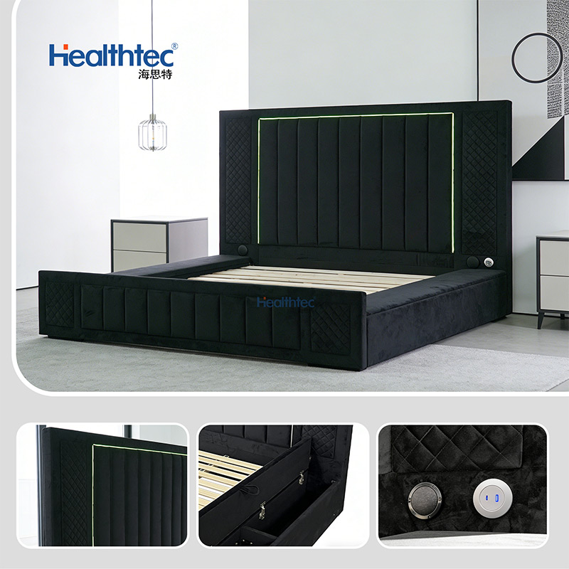 Smart Luxury Bed, LED Lighting & Hydraulic Storage _ R1860-3