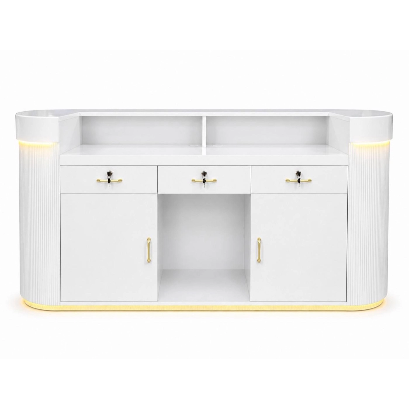 Reception Table – white marble-pattern front | RT-19